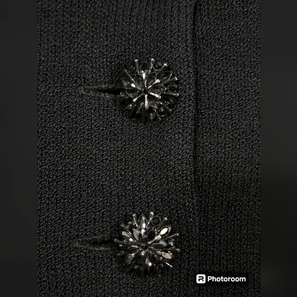 St John Evening Knit Jacket Blazer Size 6 with Rhinestone Jewel Buttons - Picture 3 of 11